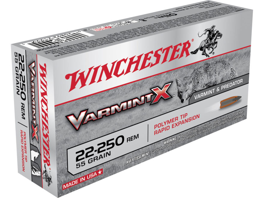 Winchester Varmint X Ammunition 22-250 Remington 55 Grain Polymer Tip 