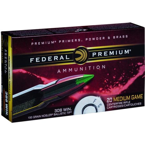 308 Win Federal Premium 150grain Nosler Ballistic Tip Centerfire Rifle Cartridges