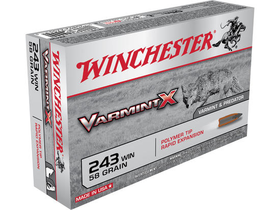 Winchester Varmint X Ammunition 243 Winchester 58 Grain Polymer Tip